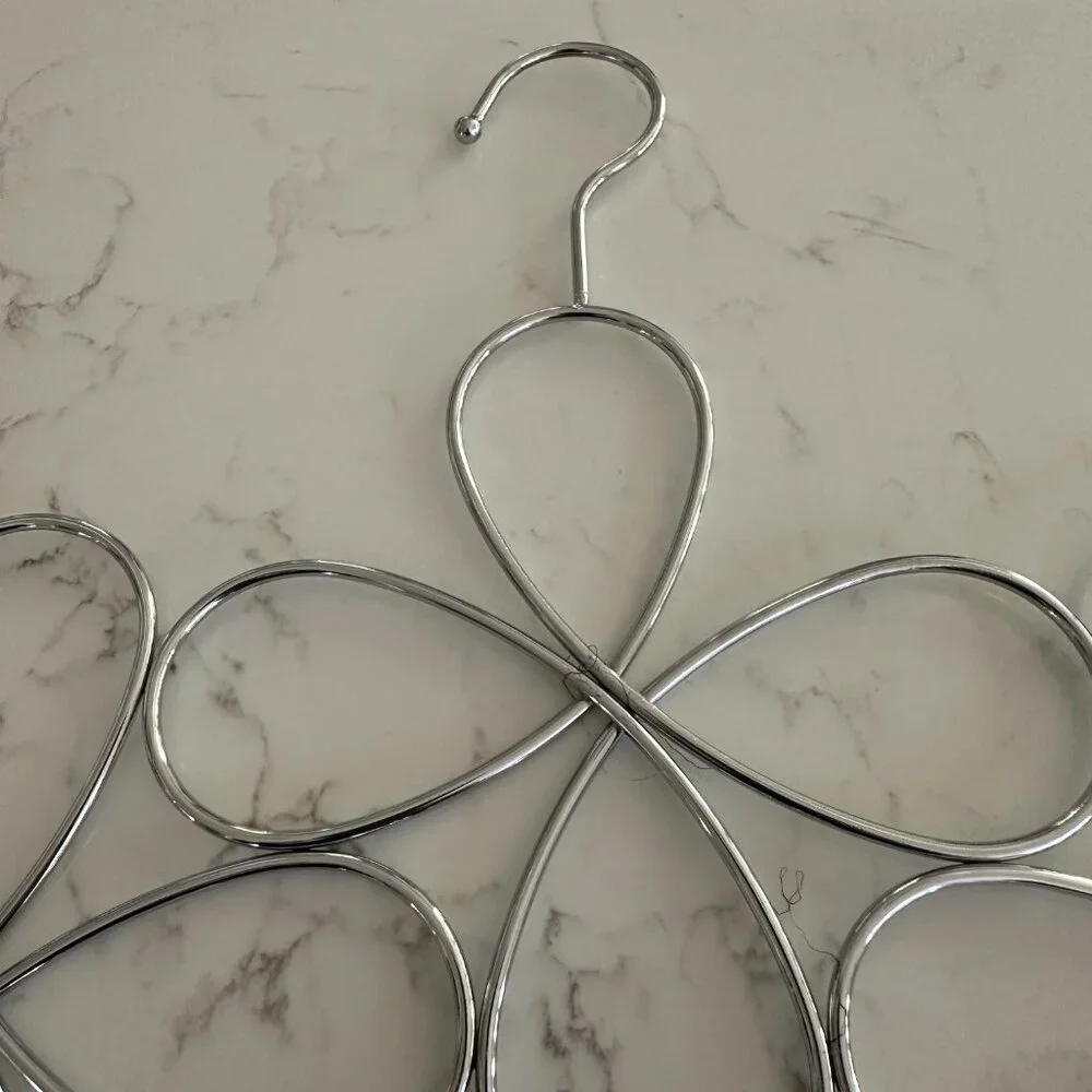 Chrome Floral Design Hanging Scarf Holder